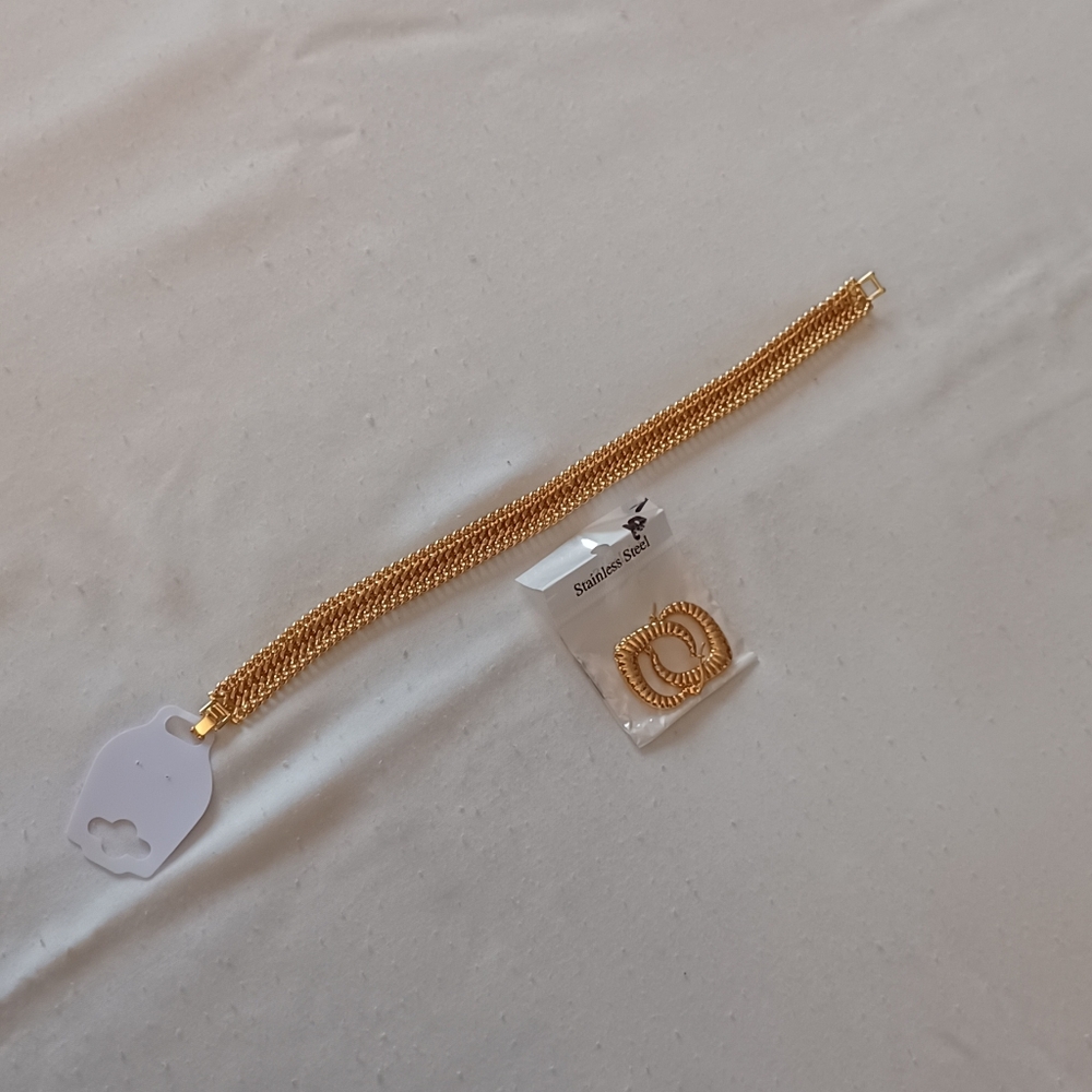 Gold-Plated EarRings & Ankle Bracelet NWOT
